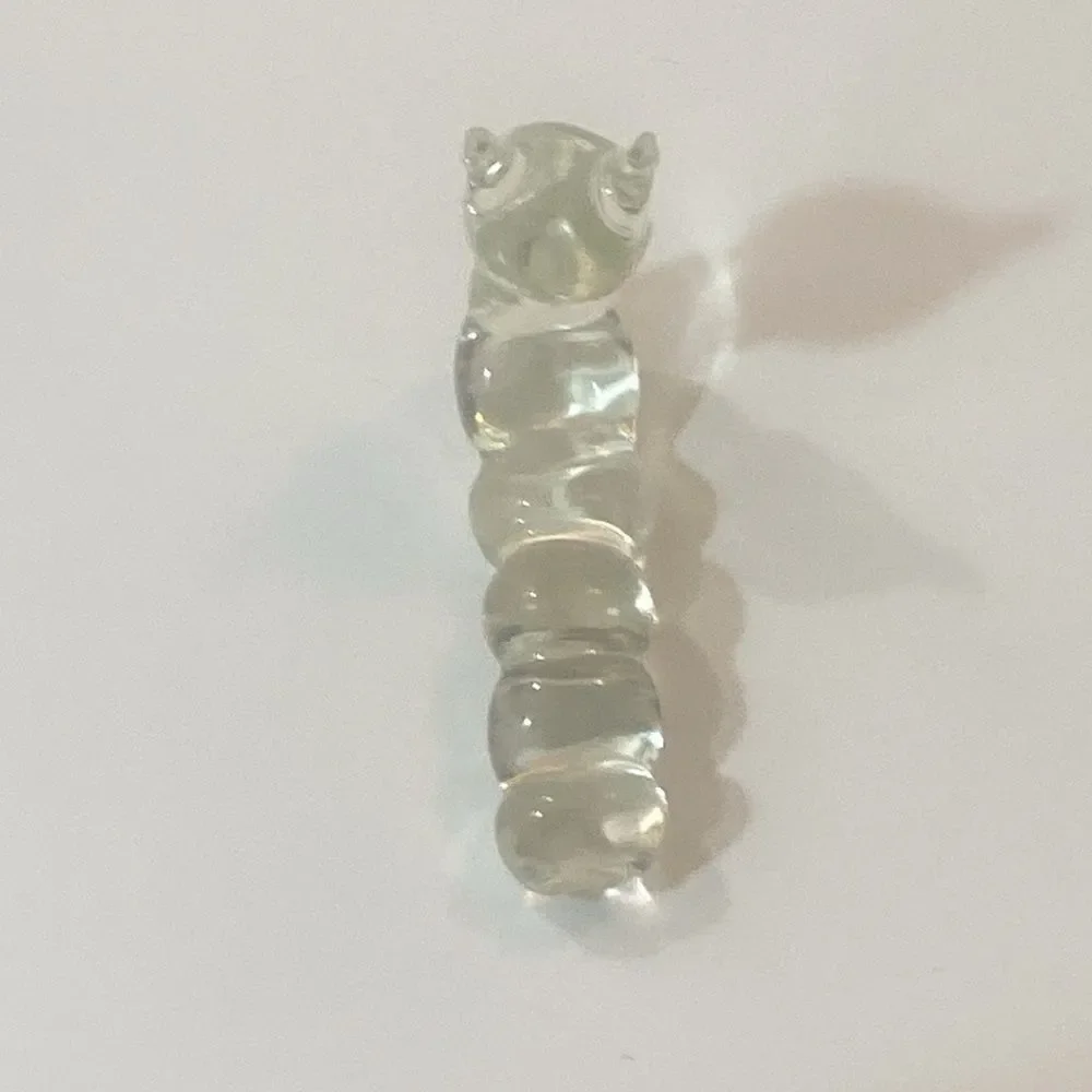 VTG, Hand Sculpted Clear Glass Cristal Caterpillar Figurine Reptile Decor-Clear